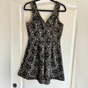 Elegant Black and Cream Lace Dress